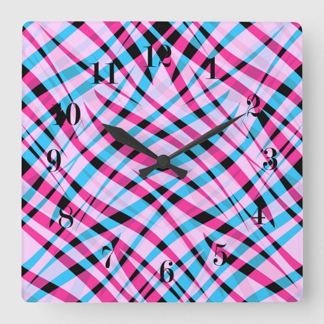 Abstrakt modern geometrisk randad ljus sommar fyrkantig klocka (Framsida)