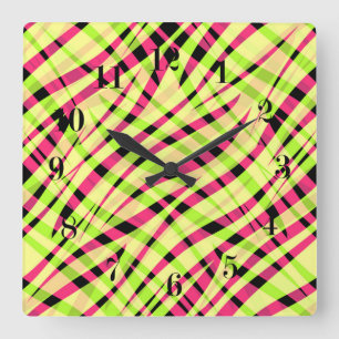 Abstrakt modern geometrisk randad ljus sommar fyrkantig klocka