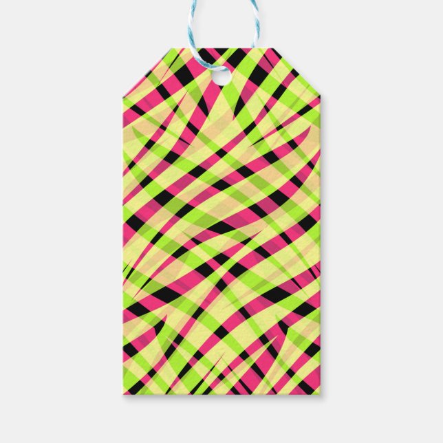 Abstrakt modern geometrisk randad ljus sommar presentetikett (Framsidan)