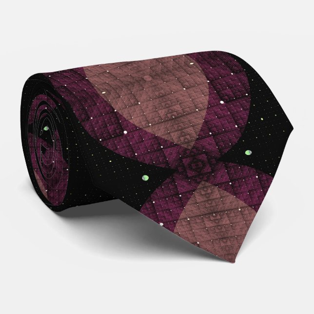 Abstrakt modern geometrisk svart lila fraktal kons slips (Rullad)