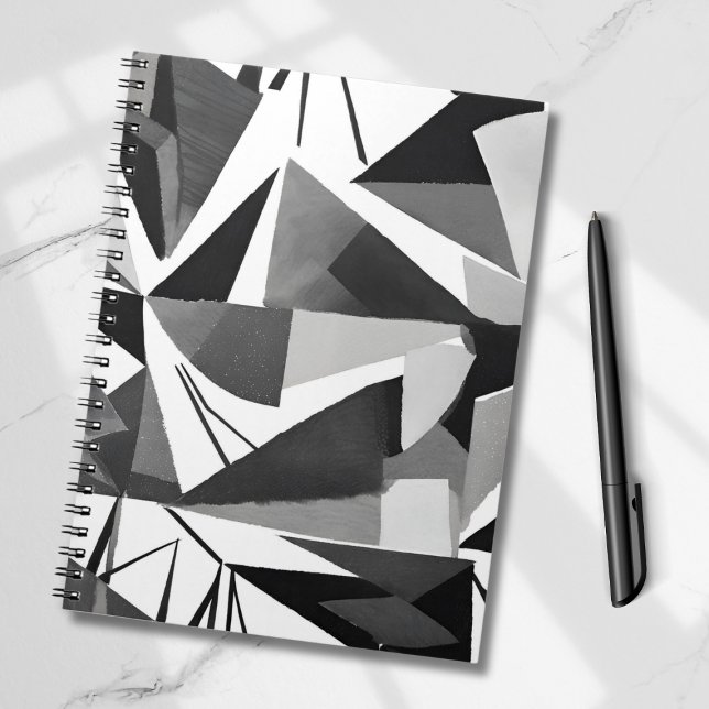 Abstrakt Modern Geometrisk Svart & Vit Akvarell Anteckningsbok (Skapare uppladdad)