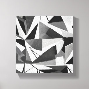 Abstrakt Modern Geometrisk Svart & Vit Akvarell Canvastryck