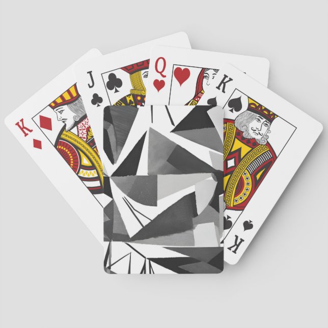 Abstrakt Modern Geometrisk Svart & Vit Akvarell Casinokort (Baksidan)