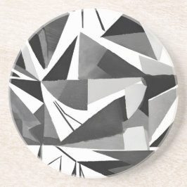 Abstrakt Modern Geometrisk Svart & Vit Akvarell Underlägg