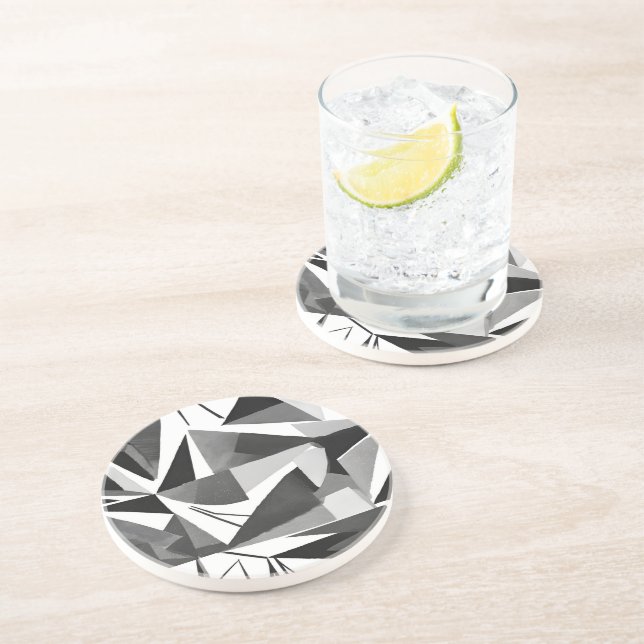 Abstrakt Modern Geometrisk Svart & Vit Akvarell Underlägg (Sidan)