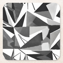 Abstrakt Modern Geometrisk Svart & Vit Akvarell Underlägg Papper Kvadrat