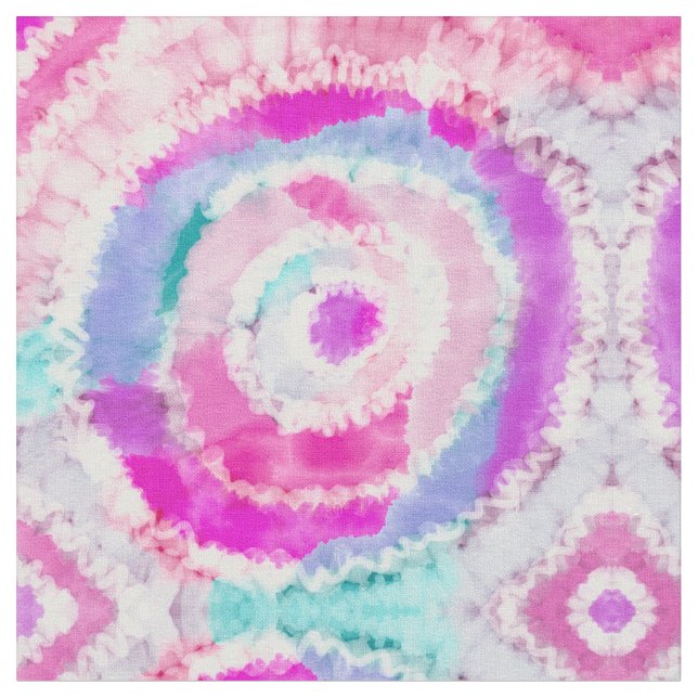 Abstrakt Modern Girly Rosa White Tie Dye Paint Tyg (Närbild)