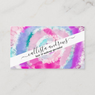 Abstrakt Modern Girly Rosa White Tie Dye Paint Visitkort