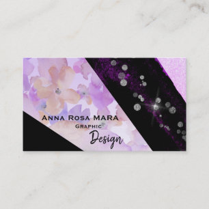 *~* Abstrakt Modern Glitter Geometric Blommigt Bla Visitkort