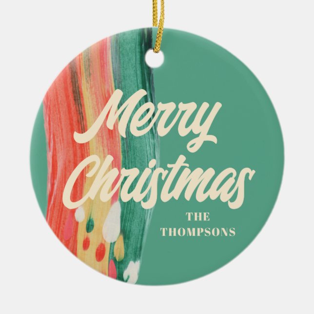 Abstrakt Modern God jul Personlig Namn Julgransprydnad Keramik (Framsidan)