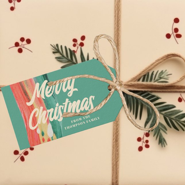 Abstrakt Modern God jul Personlig Namn Presentetikett (Skapare uppladdad)