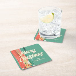 Abstrakt Modern God jul Personlig Namn Underlägg Papper Kvadrat