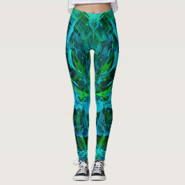 Abstrakt Modern Grön Konst Leggings