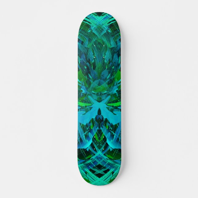 Abstrakt Modern Grön Konst Mini Skateboard Bräda 18,5 Cm (Framsida)