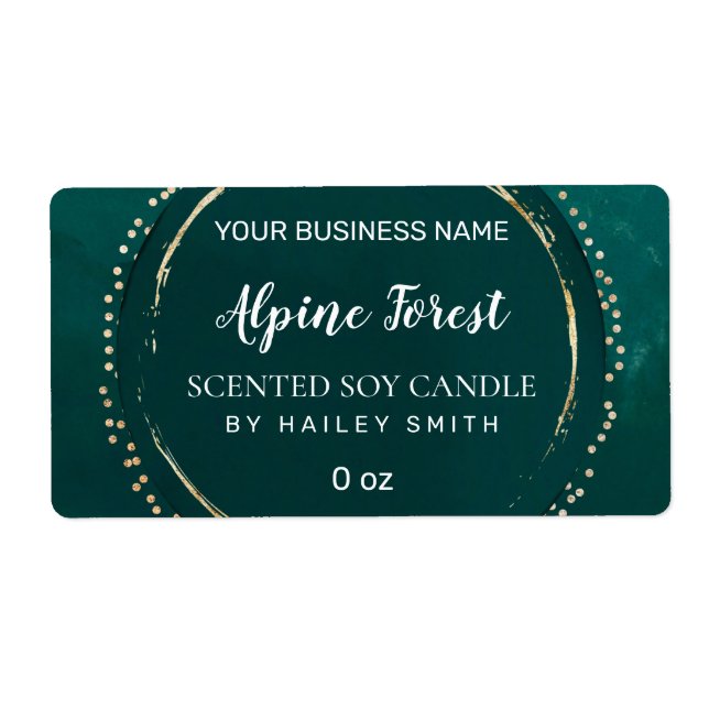 Abstrakt Modern Grönt och Guld Soy Candle-etikette Fraktsedel (Framsidan)