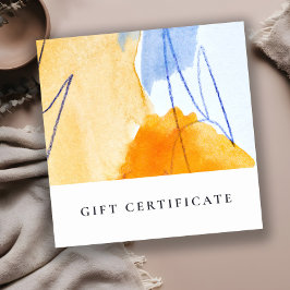 Abstrakt Modern Gult Blue Art Gift Certificate Fyrkantigt Visitkort
