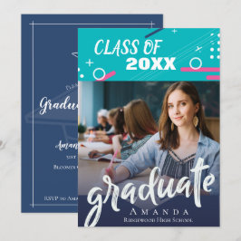 Abstrakt Modern klass för 2025 Photo Studenten Inbjudningar