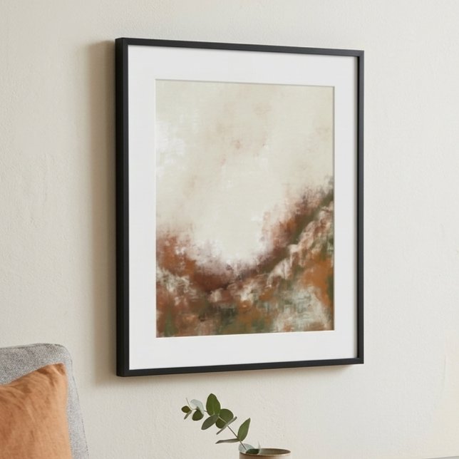 Abstrakt Modern Konst i Jordton med Penseldrag Poster (This framed Earth Tone Abstract Brushstroke Modern Art Poster makes a lovely housewarming gift)