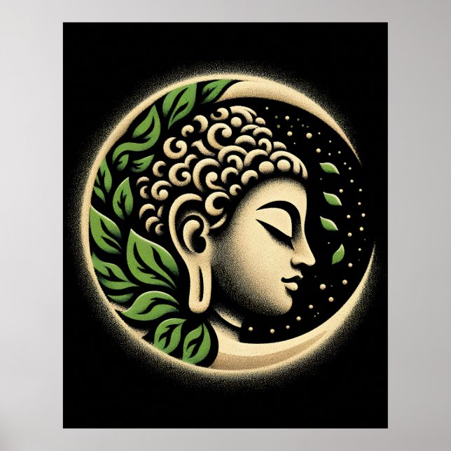 Abstrakt modern konst | Lugn Buddha-profilporträtt Poster (Framsidan)