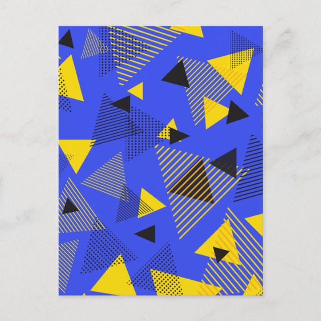 Abstrakt modern konst Trianglar Blå Gul Svart Vykort (Framsida)