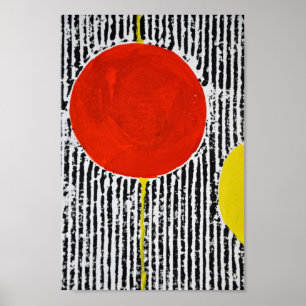 Abstrakt modern konstaffisch med en stor röd fläck poster