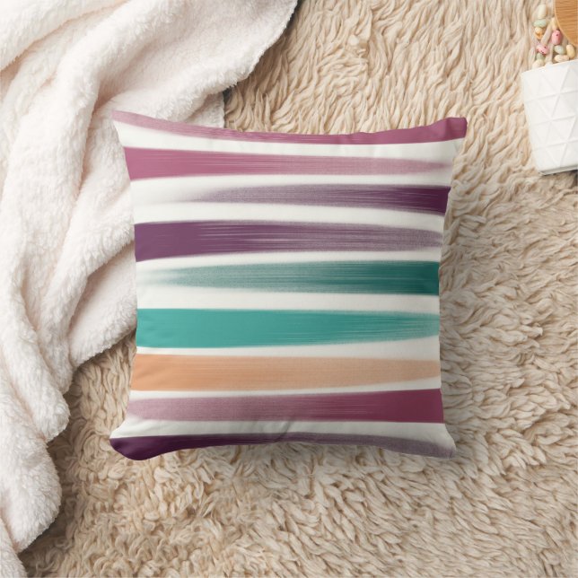 Abstrakt Modern Lila marsala Teal Pinselstreck Kudde (Filt)