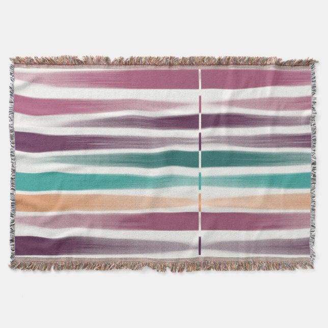 Abstrakt Modern Lila Marsala Teal Push-linjer Filt (Framsidan)