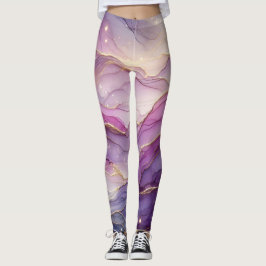 Abstrakt Modern Lila Rosa Guld Chic Gnistra Leggings