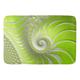 Abstrakt Modern Lime Green Spiral Fractal Badrumsmatta