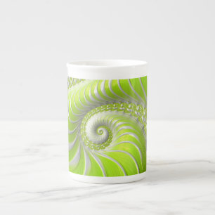 Abstrakt Modern Lime Green Spiral Fractal Benporslin Mugg