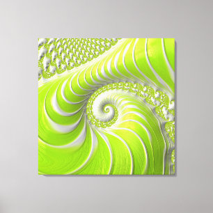 Abstrakt Modern Lime Green Spiral Fractal Canvastryck