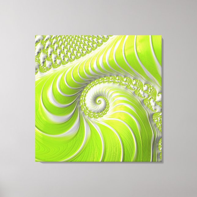 Abstrakt Modern Lime Green Spiral Fractal Canvastryck (Framsida)