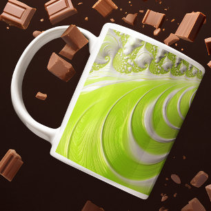 Abstrakt Modern Lime Green Spiral Fractal Kaffemugg