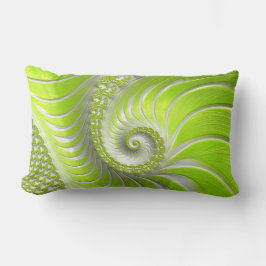 Abstrakt Modern Lime Green Spiral Fractal Lumbarkudde