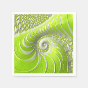 Abstrakt Modern Lime Green Spiral Fractal Pappersservett