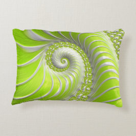 Abstrakt Modern Lime Green Spiral Fractal Prydnadskudde