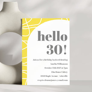 Abstrakt Modern Line Art Gult Födelsedagsfest Inbjudningar