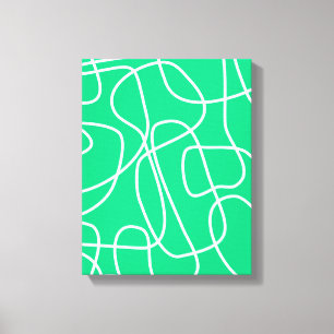 Abstrakt Modern Line Art i Grönt Artsy Canvastryck