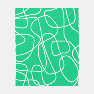 Abstrakt Modern Line Art i Grönt Cute Fleecefilt