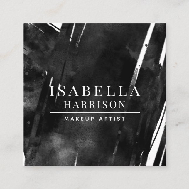 Abstrakt Modern Makeup Artist Black Fyrkantigt Visitkort (Framsida)