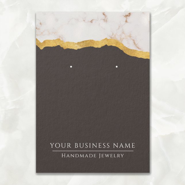 Abstrakt Modern Marble Guld Earring Visning Cards Visitkort (Skapare uppladdad)