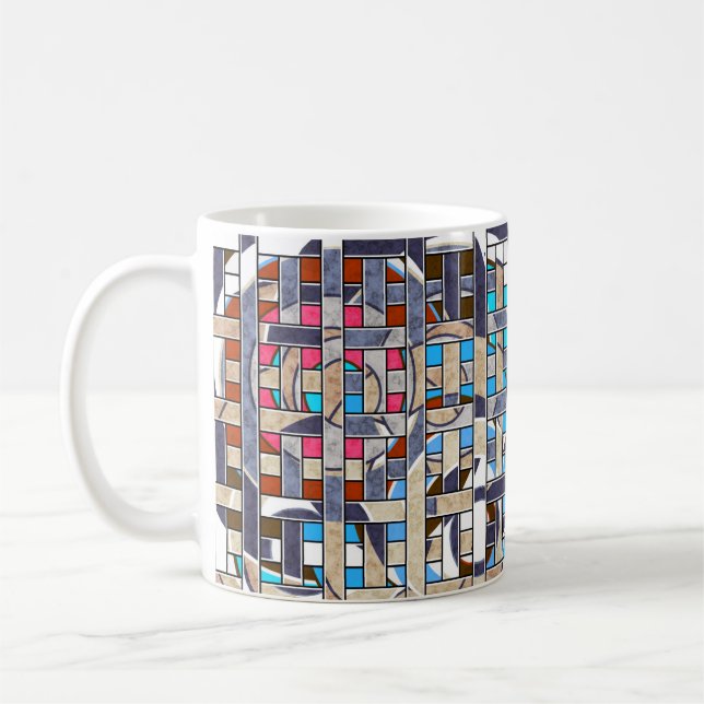 Abstrakt modern minimalistisk konst landskap  kaffemugg (Vänster)