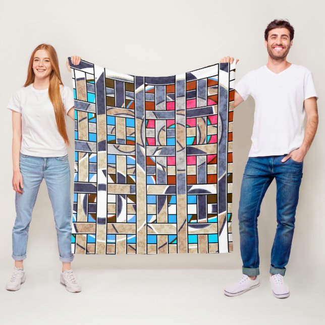 Abstrakt modern minimalistisk konstlandskapsgeomet fleecefilt (På plats)