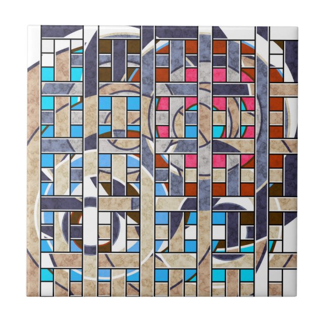 Abstrakt modern minimalistisk konstlandskapsgeomet kakelplatta (Framsidan)