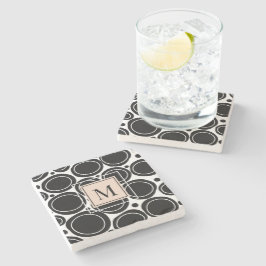 Abstrakt Modern Monogram Black White Rosa Stenunderlägg
