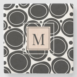 Abstrakt Modern Monogram Black White  Rosa Stenunderlägg