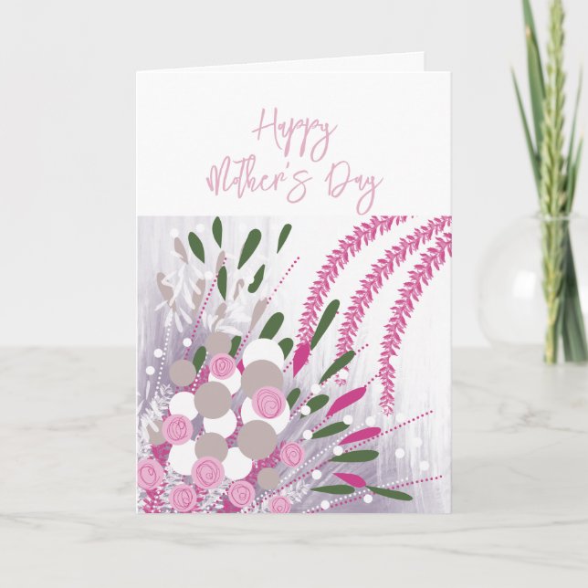 Abstrakt modern morsdagskort med blommor tack kort (Framsida)