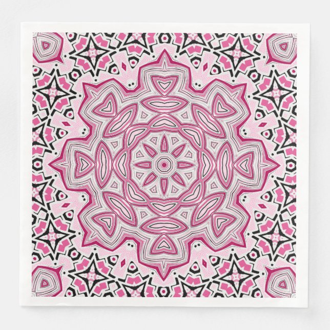 Abstrakt modern mosaik kaleidoskopisk runda mandal pappersservett (Framsida)