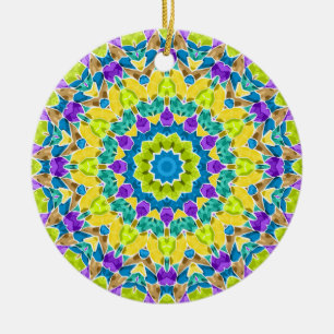 Abstrakt modern mosaik, kaleidoskopisk tegel mönst julgransprydnad keramik