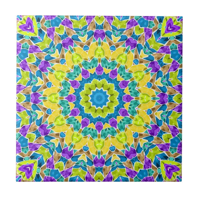 Abstrakt modern mosaik, kaleidoskopisk tegel mönst kakelplatta (Framsidan)